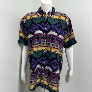 Wesc Oden Southwestern Blanket Print Collared Short-Sleeve Button-Down Shirt